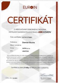 Certifikát hikvision omnius s. r. o.