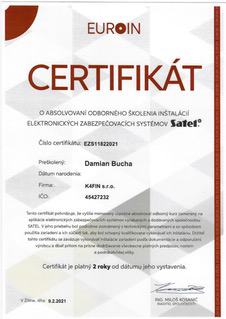 Certifikát satel omnius s. r. o.