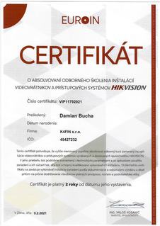 Certifikát acc hikvision omnius s. r. o.